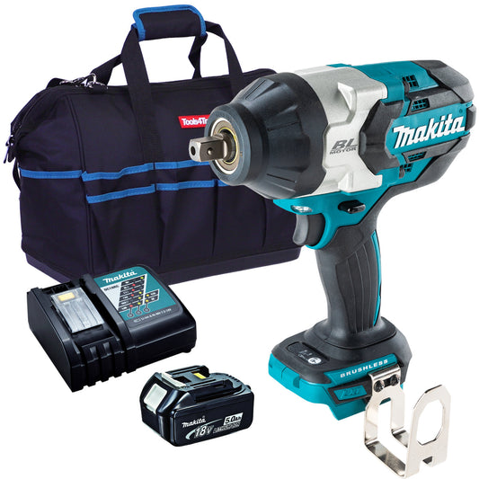 Makita DTW1004Z 18V Brushless 1/2" Impact Wrench with 1 x 5.0Ah Battery Charger & Bag - MonkeyTools