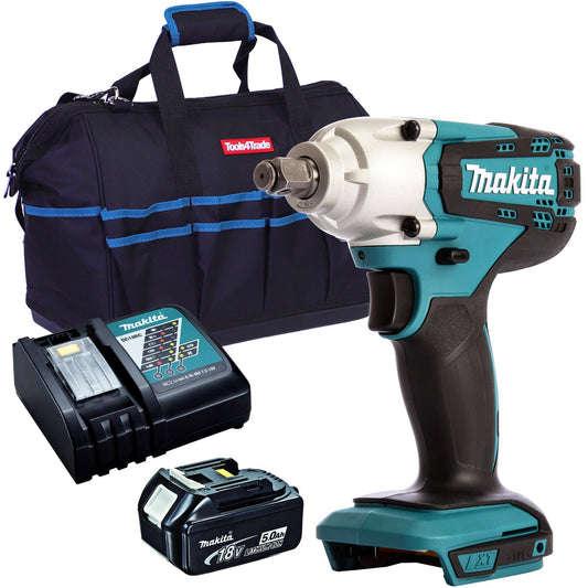 Makita DTW190Z 18V 1/2" Square Impact Wrench with 1 x 5.0Ah Battery Charger & Bag - MonkeyTools
