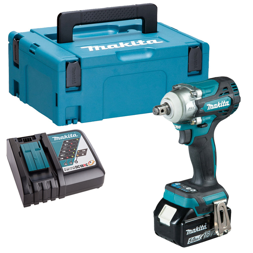 Makita DTW300Z 18V Brushless Impact Wrench with 1 x 5.0Ah Battery Charger & Case - MonkeyTools