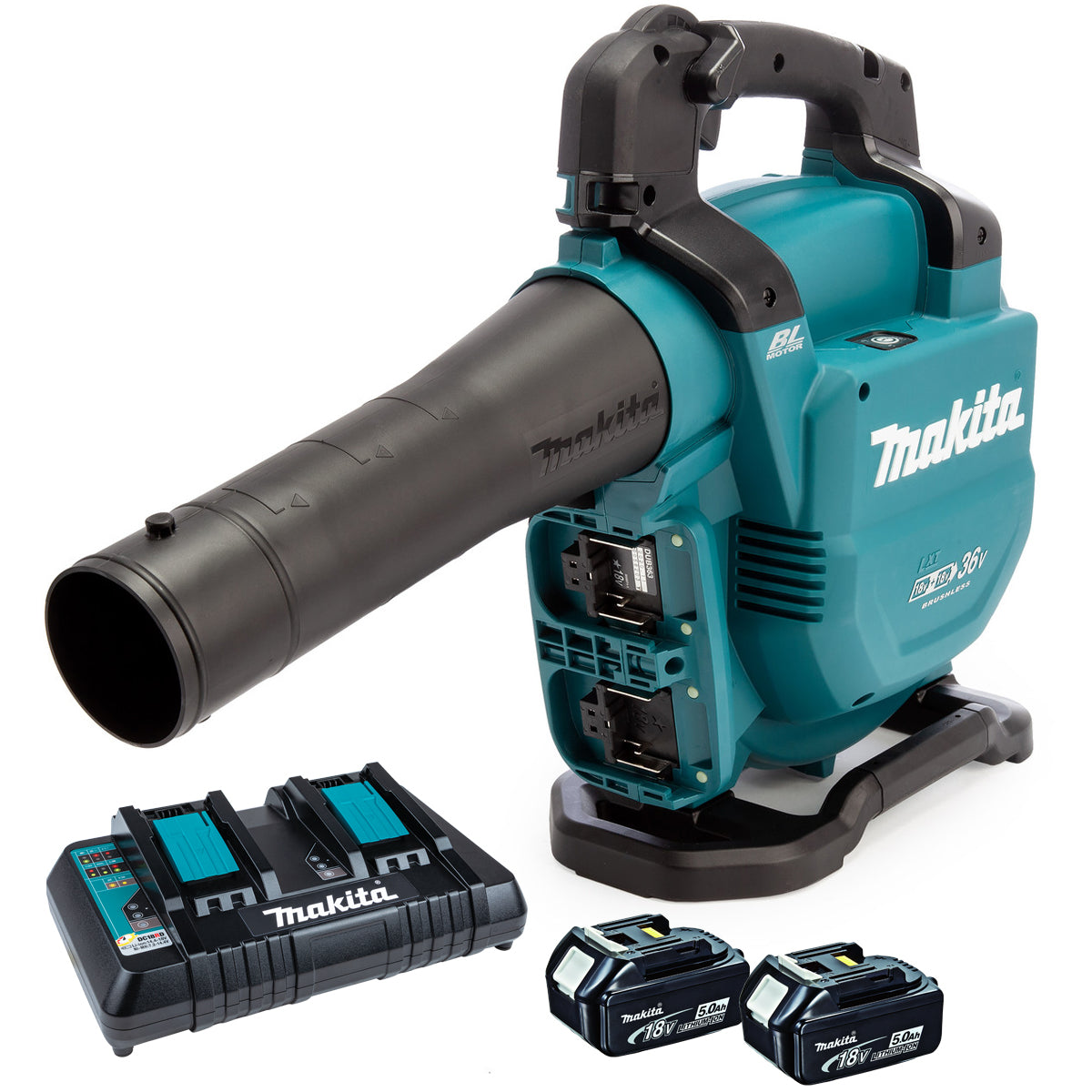 Makita DUB363PT2V 36V Brushless Leaf Blower with 2 x 5.0Ah Batteries & Charger - MonkeyTools