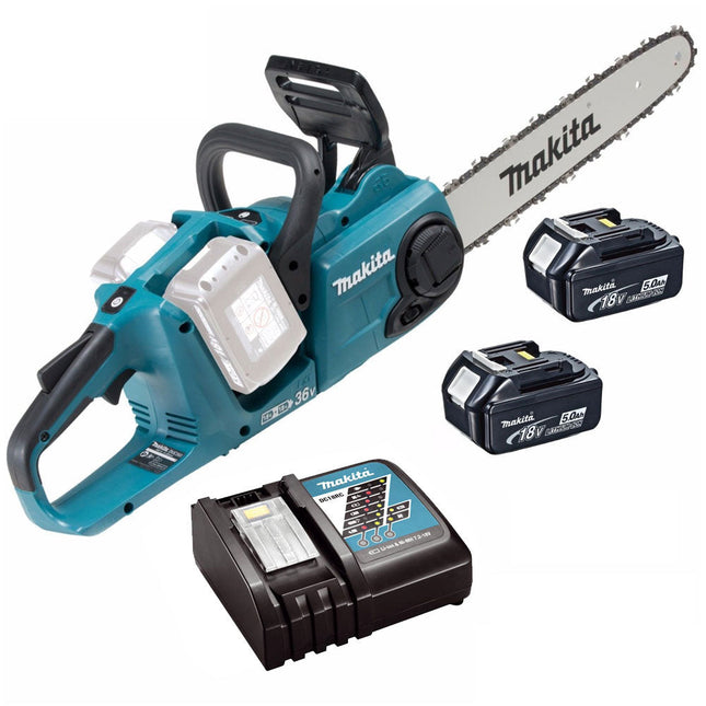 Makita DUC353Z 18v Twin 36V Brushless Chainsaw With 2 x 5Ah Batteries Charger - MonkeyTools