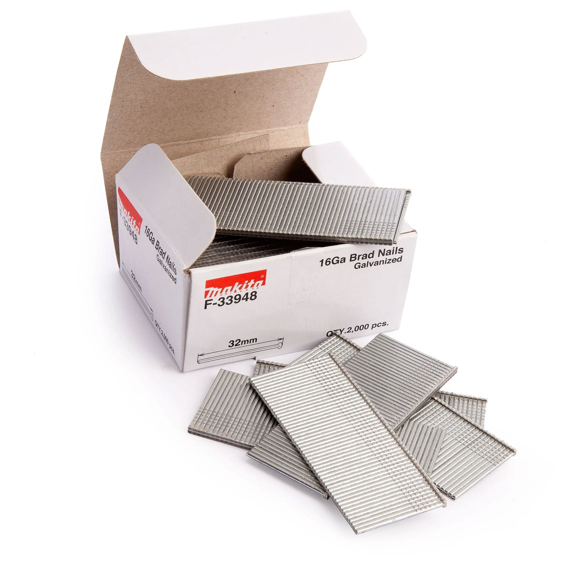 Makita F-33948 1.6mm x 32mm Galvanised 16 Gauge Brads 2000 Pieces - MonkeyTools