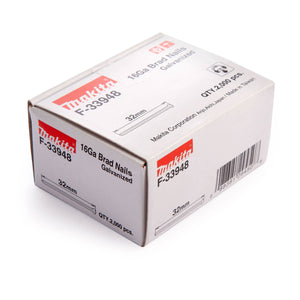 Makita F-33948 1.6mm x 32mm Galvanised 16 Gauge Brads 2000 Pieces - MonkeyTools