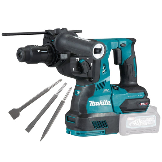 Makita HR004GZ 40V Brushless SDS+ Rotary Hammer Drill with 3 Piece Chisel - MonkeyTools