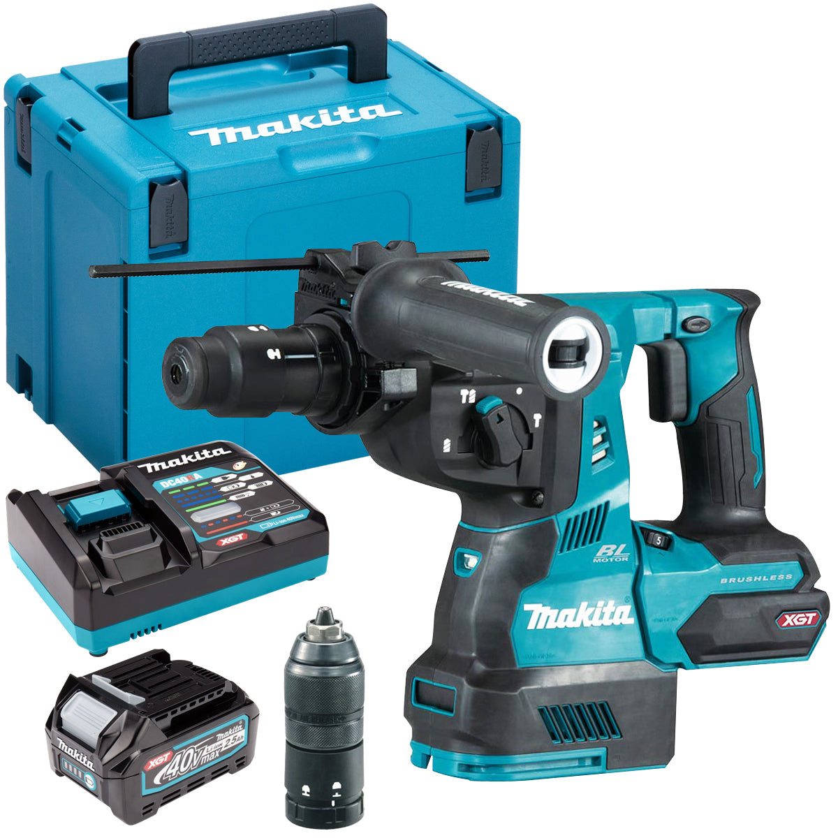 Makita HR004GZ01 40V SDS Plus Rotary Hammer Drill with 1 x 2.5Ah Battery Charger & Case - MonkeyTools