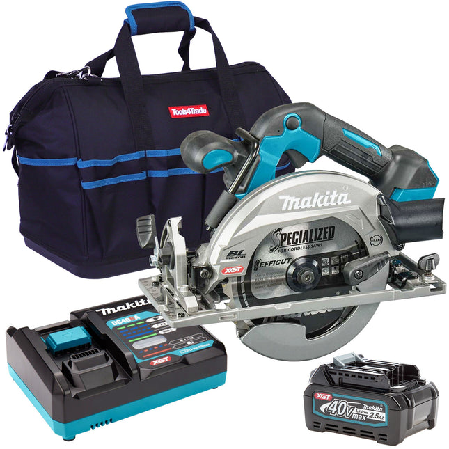 Makita HS012GZ 40V Brushless 165mm Circular Saw With 1 x 2.5Ah Battery Charger & Bag - MonkeyTools
