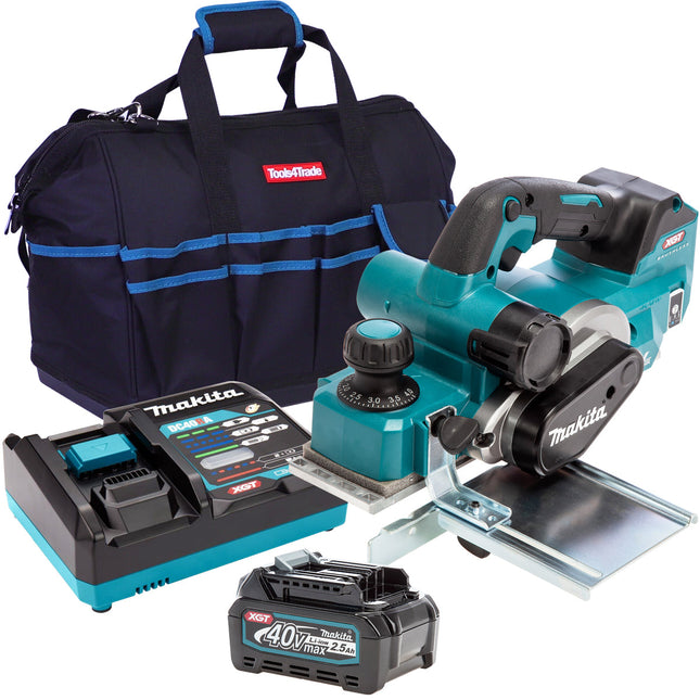 Makita KP001GZ 40V 82mm Brushless Planer With 1 x 2.5Ah Battery Charger & Bag - MonkeyTools