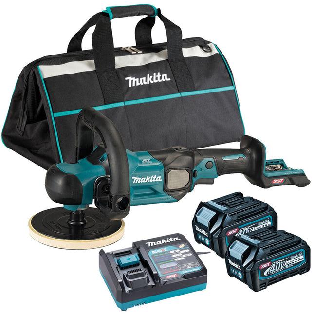 Makita PV001GD201 40Vmax XGT Brushless 180mm Polisher With 2 x 2.5Ah Batteries Charger & Tool Bag - MonkeyTools