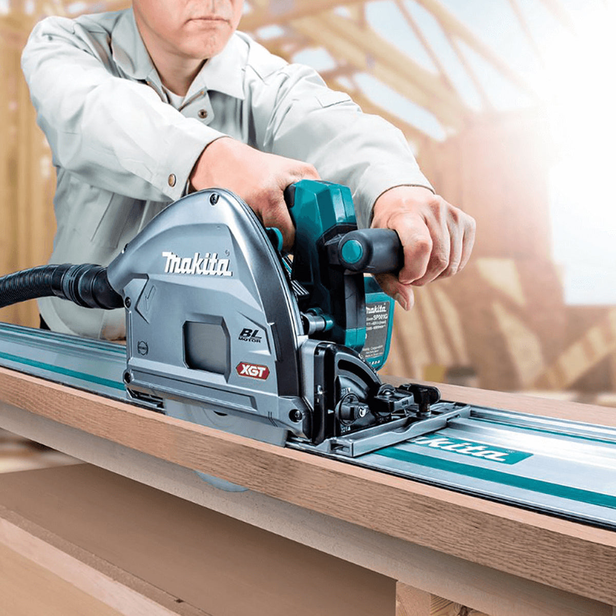 Makita SP001GZ03 40V Brushless Plunge Saw + 2 x Guide Rail Connector & Clamp Set - MonkeyTools
