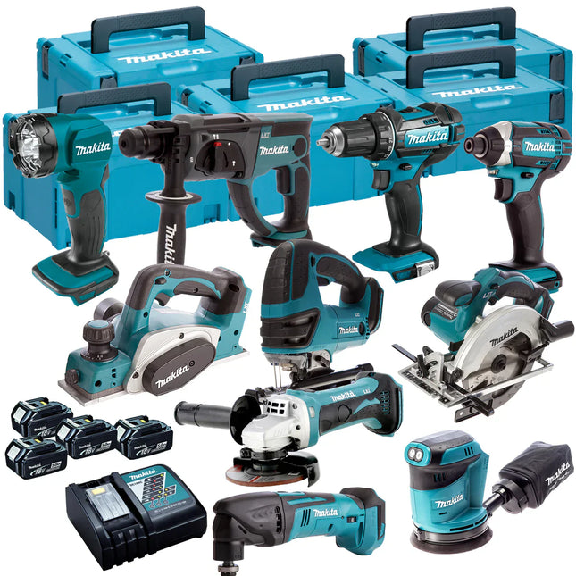 Makita 10 Piece Kit 18V Li-ion With 4 x 5.0Ah Batteries Charger - MonkeyTools