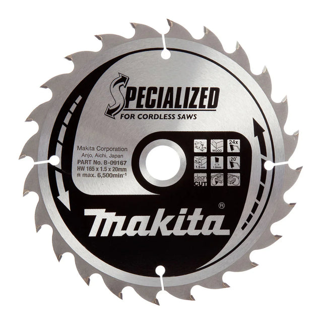 Makita 165mm 24T Wood Specialized Circular Saw Blade B-32904 - MonkeyTools