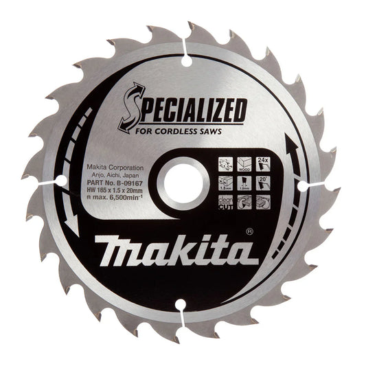 Makita 165mm 24T Wood Specialized Circular Saw Blade B-32904 - MonkeyTools