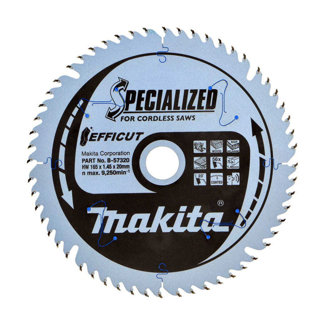 Makita 165mm 56T Plunge Saw Blade Efficut B-57336 - MonkeyTools