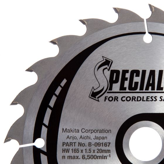 MAKITA B-09167 165MM X 20MM X 24T CIRCULAR SAW BLADE SPECIALIZED - MonkeyTools