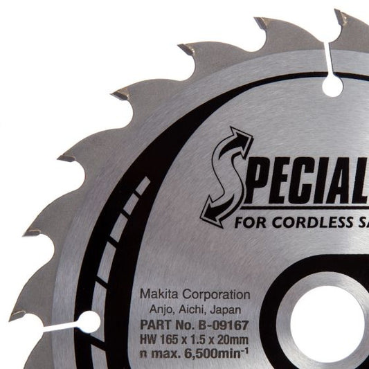 MAKITA B-09167 165MM X 20MM X 24T CIRCULAR SAW BLADE SPECIALIZED - MonkeyTools