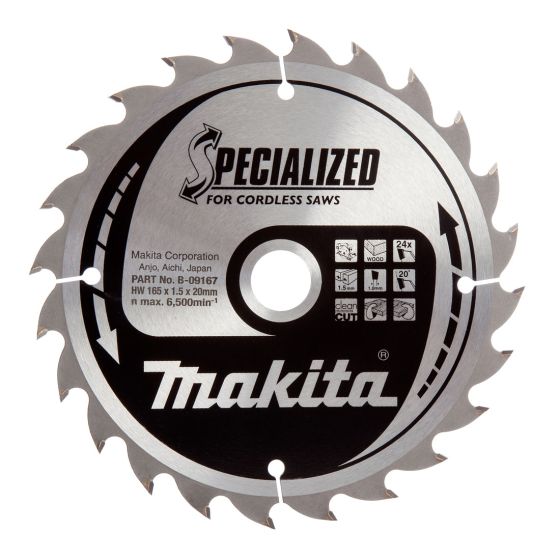 MAKITA B-09167 165MM X 20MM X 24T CIRCULAR SAW BLADE SPECIALIZED - MonkeyTools