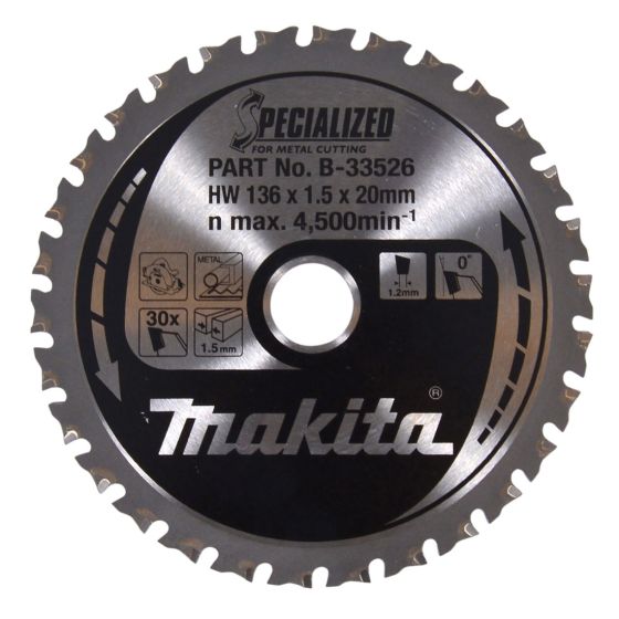 MAKITA B-33526 SPECIALIZED CIRCULAR SAW BLADE 136MM X 20MM X 30T FOR DCS550 / DCS552 - MonkeyTools