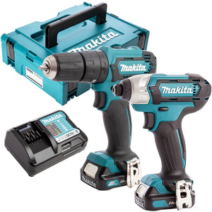 MAKITA CLX228AJ 10.8V / 12V MAX CXT SLIDE COMBI DRILL/IMPACT DRIVER TWIN KIT INC 2X 2.0AH BATTS - MonkeyTools
