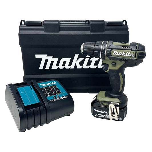 MAKITA DHP482SFO 18V LXT LI-ION COMBI DRILL 2 SPEED OLIVE GREEN INC 1X 3.0AH BATTERY - MonkeyTools
