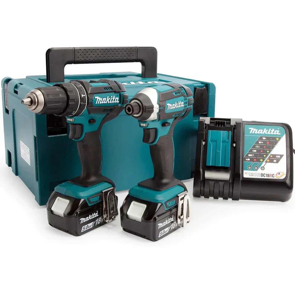 Makita DLX2131TJ 18V Combi Drill + Impact Driver Twin Kit With 2 x 5.0Ah Battery Charger In Type 3 Case - MonkeyTools