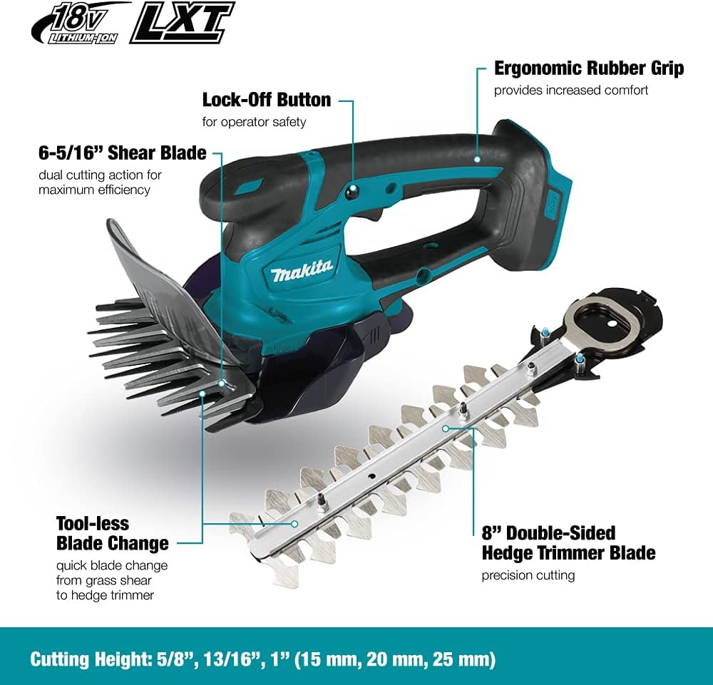 MAKITA DUM604ZX 18V LXT CORDLESS GRASS SHEARS BODY ONLY WITH HEDGE TRIMMER BLADE - MonkeyTools