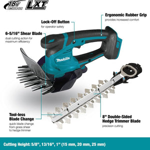 MAKITA DUM604ZX 18V LXT CORDLESS GRASS SHEARS BODY ONLY WITH HEDGE TRIMMER BLADE - MonkeyTools