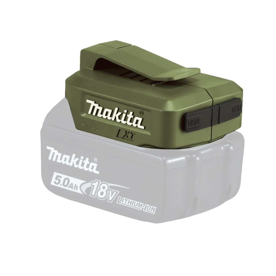 MAKITA GBAADP05O USB CHARGING 18V LXT LITHIUM-ION BATTERY ADAPTER OLIVE GREEN - MonkeyTools