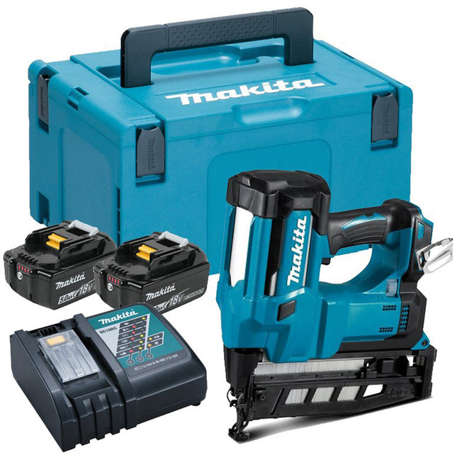 Makita DBN600RTJ 18V Second Fix 16Ga Straight Finish Nailer With 2 x 5.0Ah Batteries Charger In Case - MonkeyTools