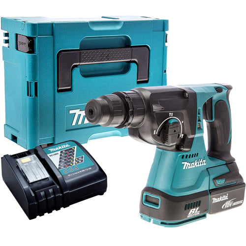 Makita DHR242Z 18V SDS+ Brushless Hammer Drill with 1 x 5.0Ah Battery Charger & Type 4 Case - MonkeyTools