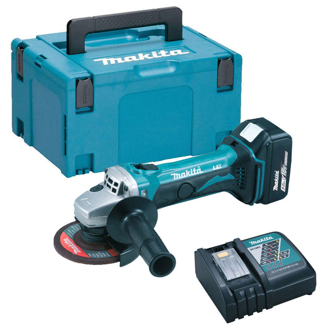 Makita DGA452Z 18V Cordless 115mm Angle Grinder with 1 x 5.0Ah Battery Charger & Type 3 Case - MonkeyTools