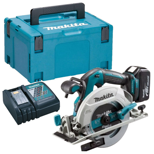 Makita DHS680Z 18V 165mm Brushless Circular Saw with 1 x 5.0Ah Battery, Charger & Type 3 Case - MonkeyTools