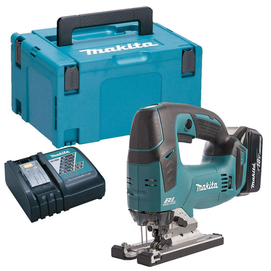 Makita DJV182Z 18V Brushless Top Handle Jigsaw with 1 x 5.0Ah Battery Charger & Type 3 Case - MonkeyTools