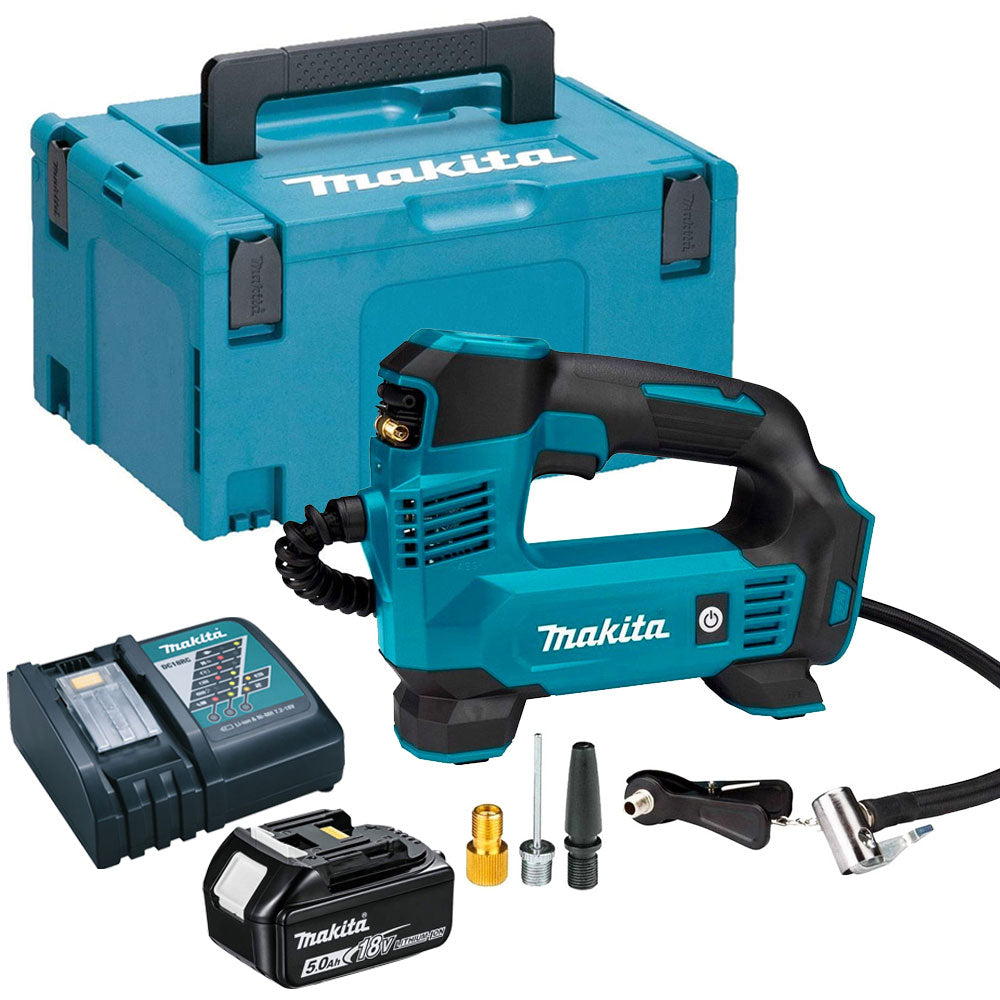 Makita DMP180Z 18V Inflator Pump with 1 x 5.0Ah Battery Charger & Type 3 Case - MonkeyTools
