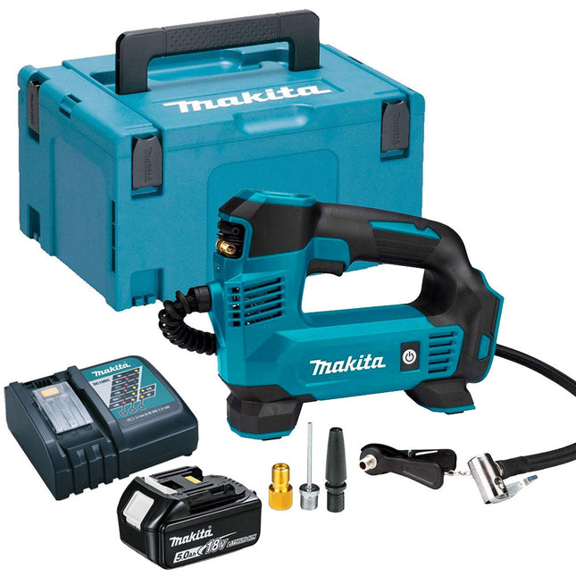 Makita DMP180Z 18V Inflator Pump with 1 x 5.0Ah Battery Charger & Type 3 Case - MonkeyTools