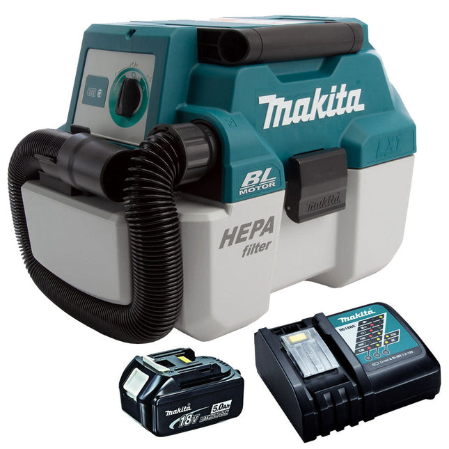 Makita DVC750LZ 18V LXT Brushless L-Class Vacuum Cleaner with 5.0Ah Battery & Charger - MonkeyTools