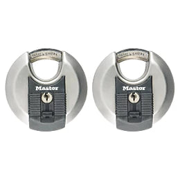 MASTER LOCK EXCELL STAINLESS STEEL KEYED ALIKE WEATHERPROOF DISC PADLOCKS 70MM 2 PACK - MonkeyTools