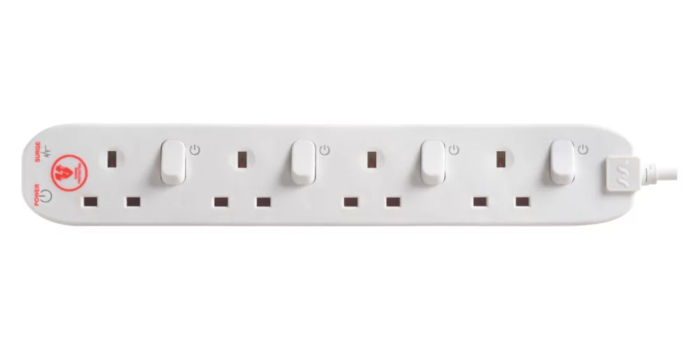 MASTERPLUG 13A 4-GANG SWITCHED SURGE-PROTECTED EXTENSION LEAD 1M - MonkeyTools