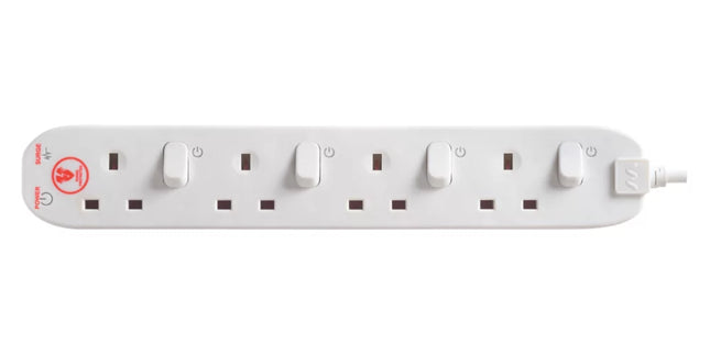 MASTERPLUG 13A 4-GANG SWITCHED SURGE-PROTECTED EXTENSION LEAD 1M - MonkeyTools