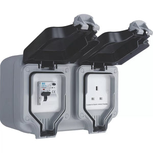 MASTERPLUG IP66 13A 1-GANG WEATHERPROOF OUTDOOR UNSWITCHED ACTIVE PLUG SOCKET WITH RCBO - MonkeyTools