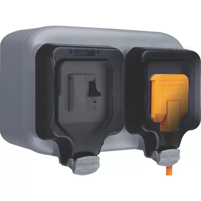 MASTERPLUG IP66 13A 1-GANG WEATHERPROOF OUTDOOR UNSWITCHED ACTIVE PLUG SOCKET WITH RCBO - MonkeyTools