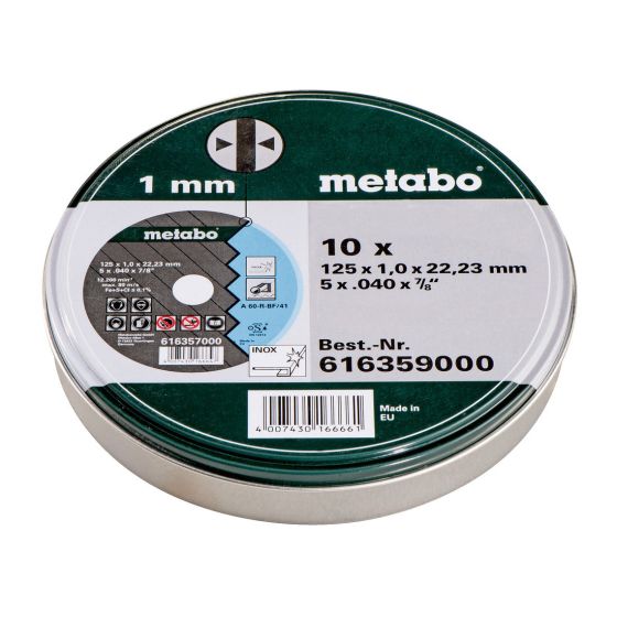 METABO CUTTING DISCS SP 125 X 1.0 X 22.23MM INOX TF 41 X10 PCS 616359000 - MonkeyTools