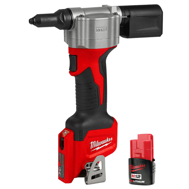 Milwaukee M12 BPRT-0 12V Pop Rivet Gun with 1 x 2.0Ah Battery - MonkeyTools
