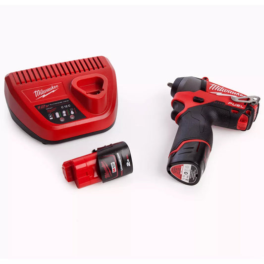 Milwaukee M12BIW14-202C Sub Compact 12V 1/4in Impact Wrench Kit With 2 x 2.0Ah Batteries & Charger in Case 4933443897 - MonkeyTools