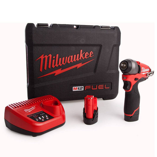 Milwaukee M12BIW14-202C Sub Compact 12V 1/4in Impact Wrench Kit With 2 x 2.0Ah Batteries & Charger in Case 4933443897 - MonkeyTools