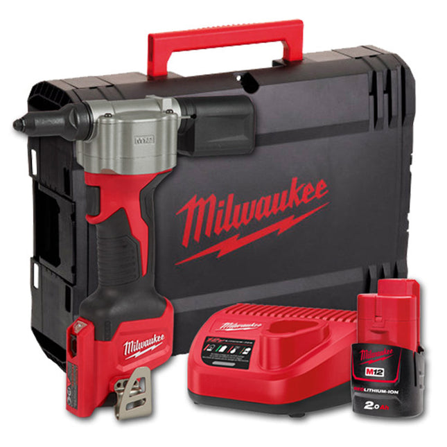 Milwaukee M12BPRT-201X 12V Pop Rivet Gun With 2.0Ah Battery Charger In Case 4933464406 - MonkeyTools