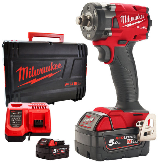 Milwaukee M18FIW2F38-502X 18V FUEL Friction Ring Impact Wrench 3/8" with 2 x 5.0AH Batteries & Charger in Case 4933478652 - MonkeyTools