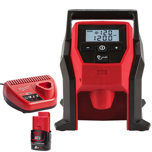 Milwaukee M12BI-0 M12 12V Compact Inflator with 1 x 2.0Ah Battery & Charger - MonkeyTools