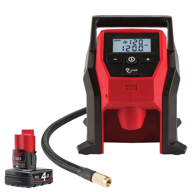 Milwaukee M12BI-0 M12 12V Compact Inflator with 1 x 4.0Ah Battery - MonkeyTools