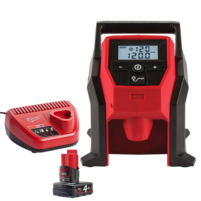 Milwaukee M12BI-0 M12 12V Compact Inflator with 1 x 4.0Ah Battery & Charger - MonkeyTools