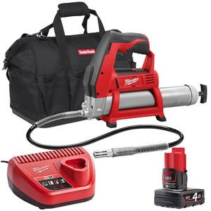 Milwaukee M12GG-0 12V Cordless Grease Gun with 1 x 4.0Ah Battery & Charger in Bag - MonkeyTools
